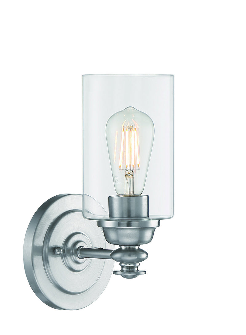Craftmade 49801-BNK-C One Light Wall Sconce, Brushed Polished Nickel