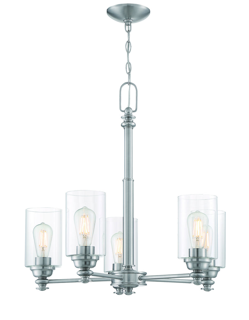 Craftmade 49825-BNK-C Five Light Chandelier, Brushed Polished Nickel