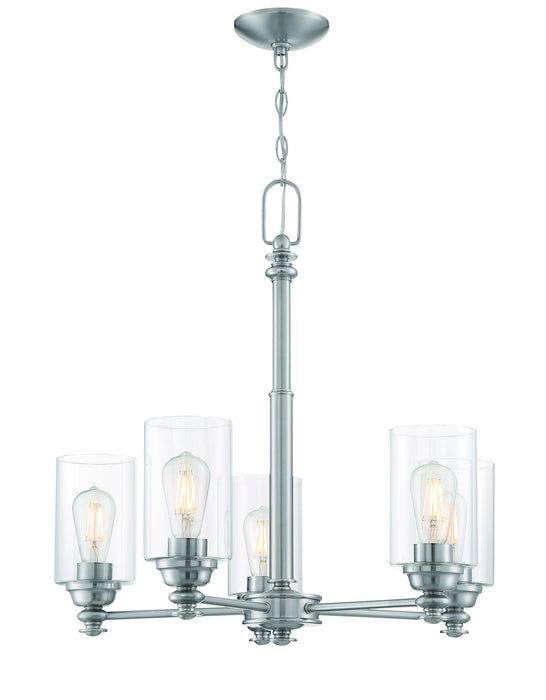 Craftmade 49825-BNK-C Five Light Chandelier, Brushed Polished Nickel