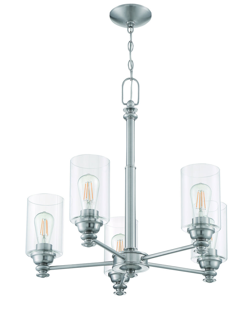 Craftmade 49825-BNK-C Five Light Chandelier, Brushed Polished Nickel