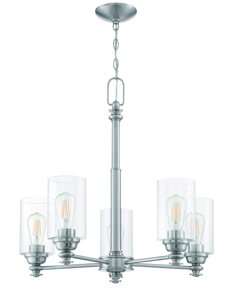Craftmade 49825-BNK-C Five Light Chandelier, Brushed Polished Nickel