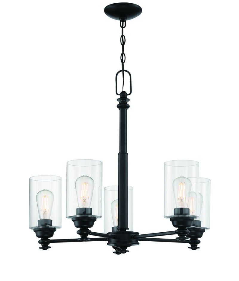 Craftmade 49825-FB-C Five Light Chandelier, Flat Black
