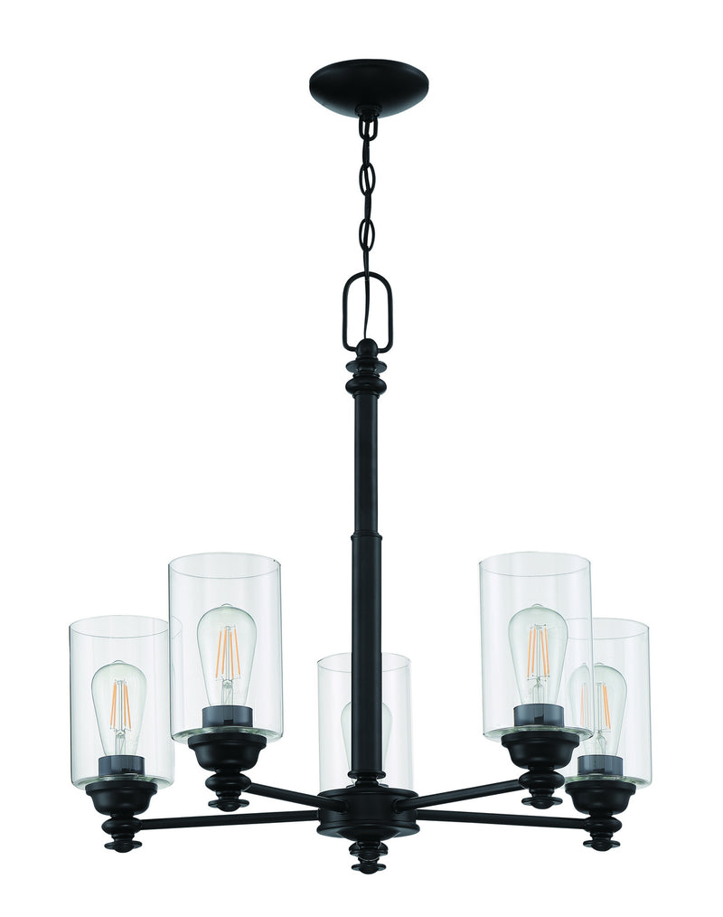Craftmade 49825-FB-C Five Light Chandelier, Flat Black