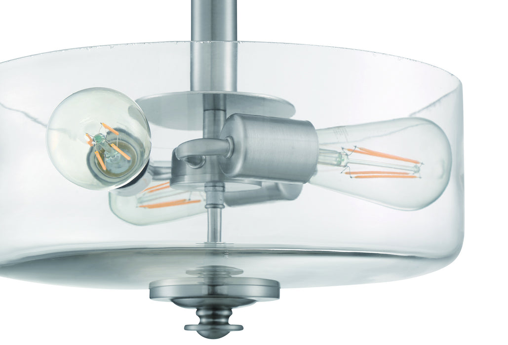 Craftmade 49853-BNK-C Three Light Convertible Semi Flush/Pendant, Brushed Polished Nickel