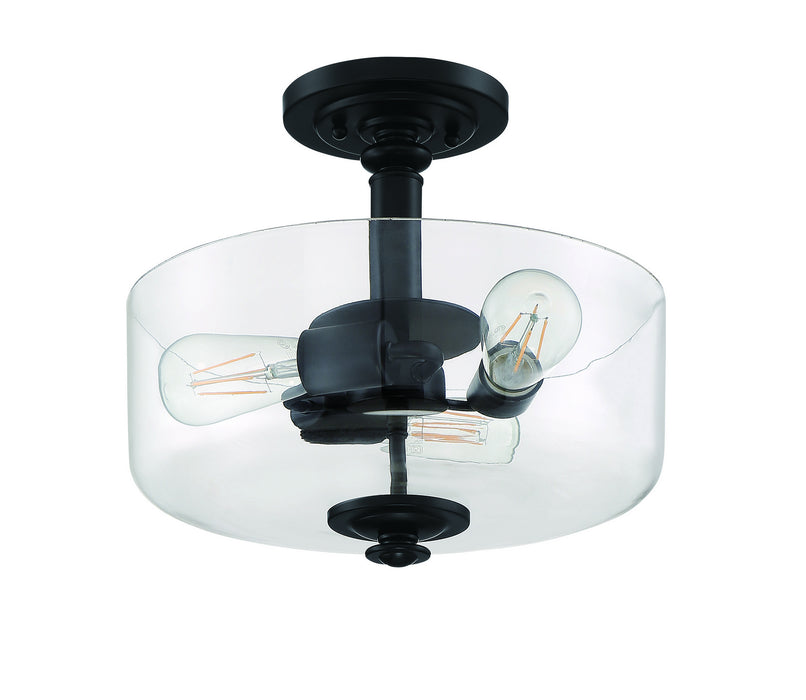 Craftmade 49853-FB-C Three Light Convertible Semi Flush/Pendant, Flat Black
