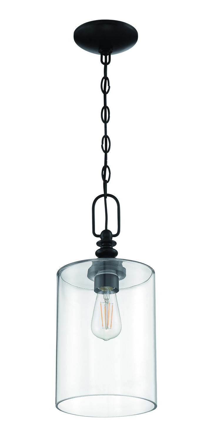 Craftmade 49891-FB-C One Light Mini Pendant, Flat Black