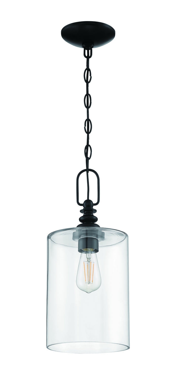 Craftmade 49891-FB-C One Light Mini Pendant, Flat Black