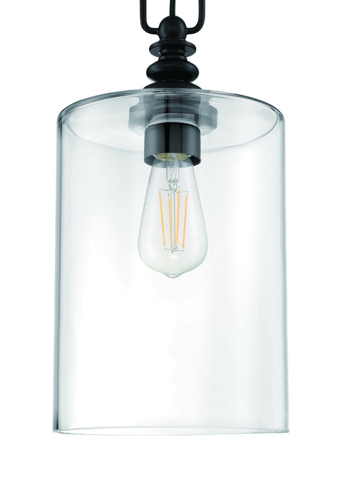 Craftmade 49891-FB-C One Light Mini Pendant, Flat Black