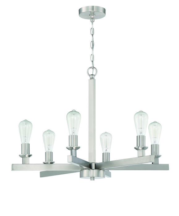 Craftmade 53126-BNK Six Light Chandelier, Brushed Polished Nickel