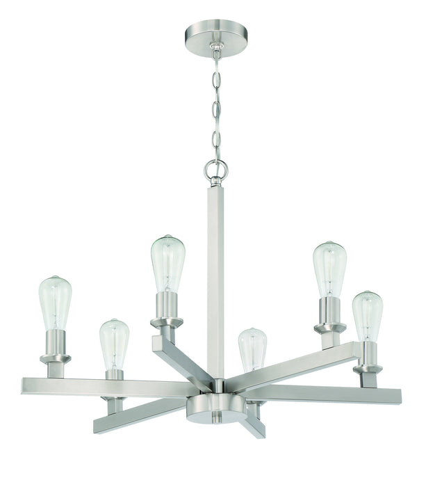 Craftmade 53126-BNK Six Light Chandelier, Brushed Polished Nickel