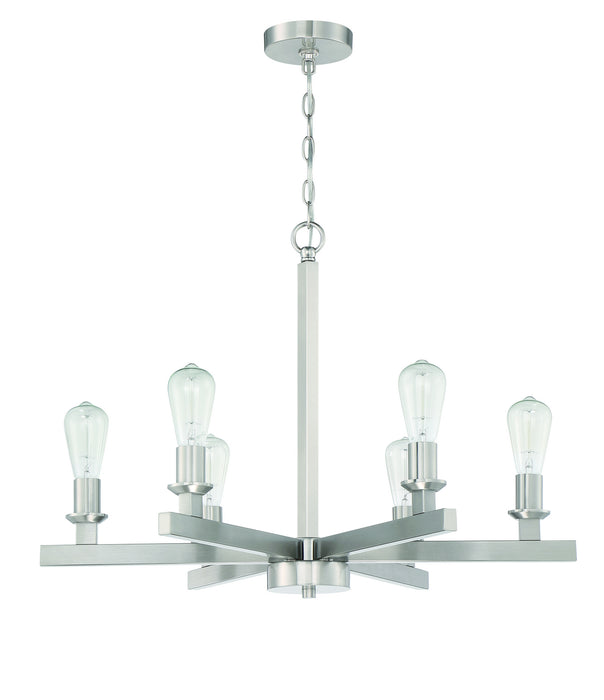 Craftmade 53126-BNK Six Light Chandelier, Brushed Polished Nickel