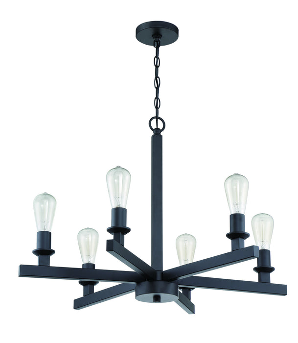 Craftmade 53126-FB Six Light Chandelier, Flat Black