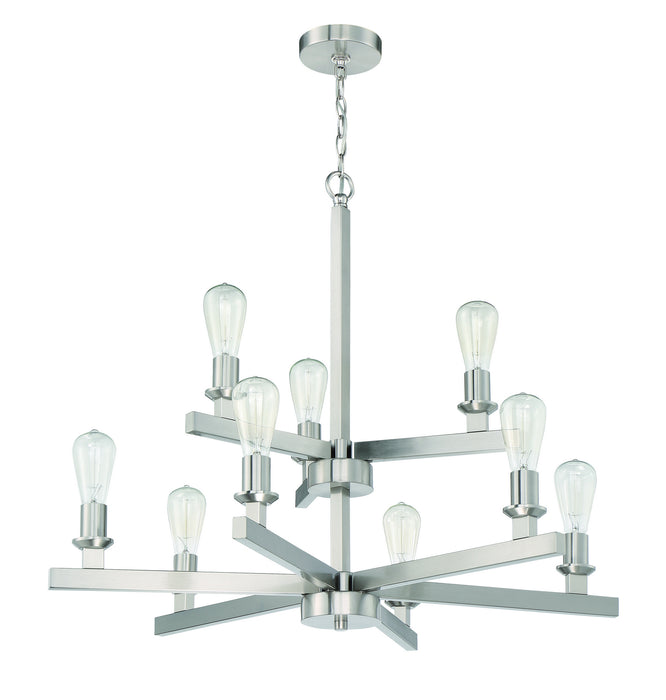 Craftmade 53129-BNK Nine Light Chandelier, Brushed Polished Nickel