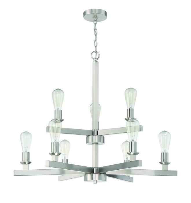 Craftmade 53129-BNK Nine Light Chandelier, Brushed Polished Nickel