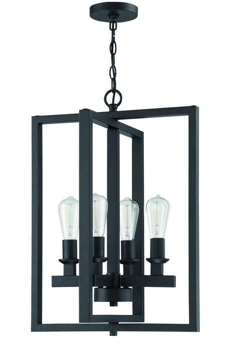 Craftmade 53134-FB Four Light Foyer Pendant, Flat Black