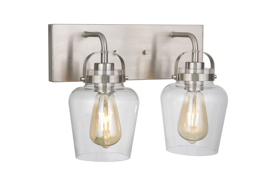 Craftmade 53502-BNK Two Light Vanity, Brushed Polished Nickel
