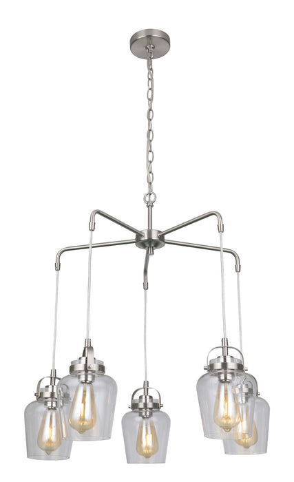 Craftmade 53525-BNK Five Light Chandelier, Brushed Polished Nickel