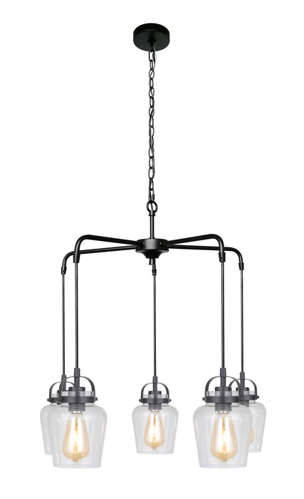 Craftmade 53525-FB Five Light Chandelier, Flat Black