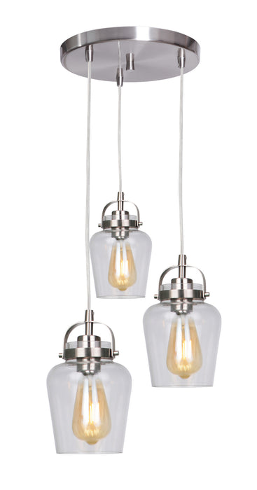 Craftmade 53592-BNK Three Light Pendant, Brushed Polished Nickel