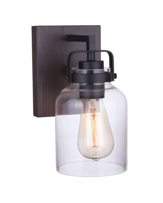 Craftmade 53601-FBDT One Light Wall Sconce, Flat Black / Dark Teak