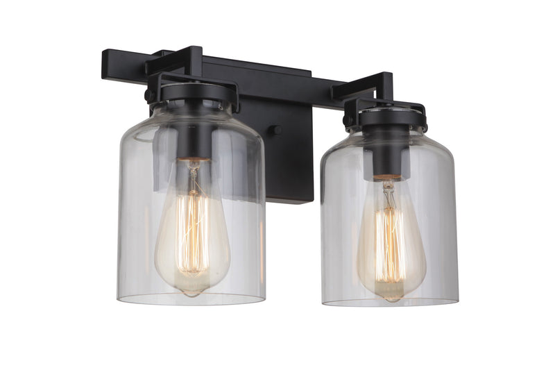 Craftmade 53602-FBDT Two Light Vanity, Flat Black / Dark Teak