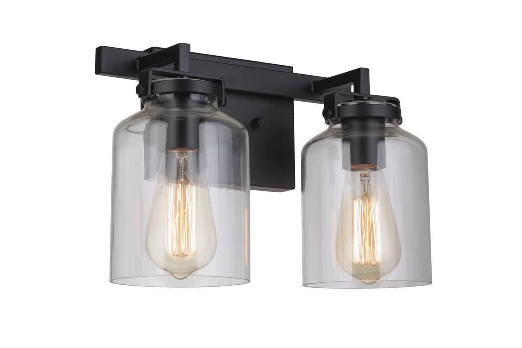 Craftmade 53602-FBDT Two Light Vanity, Flat Black / Dark Teak