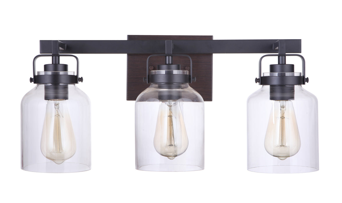 Craftmade 53603-FBDT Three Light Vanity, Flat Black / Dark Teak