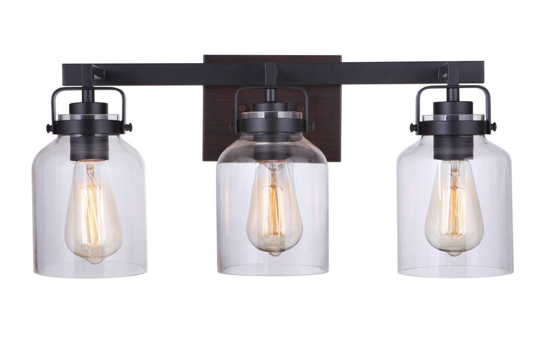 Craftmade 53603-FBDT Three Light Vanity, Flat Black / Dark Teak