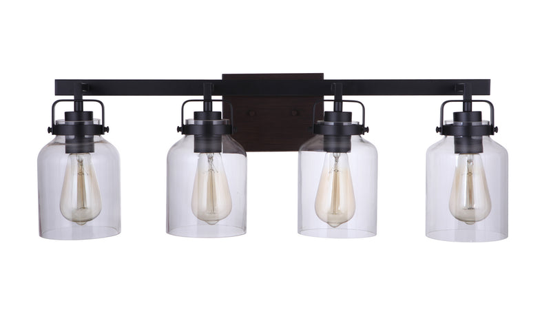 Craftmade 53604-FBDT Four Light Vanity, Flat Black / Dark Teak