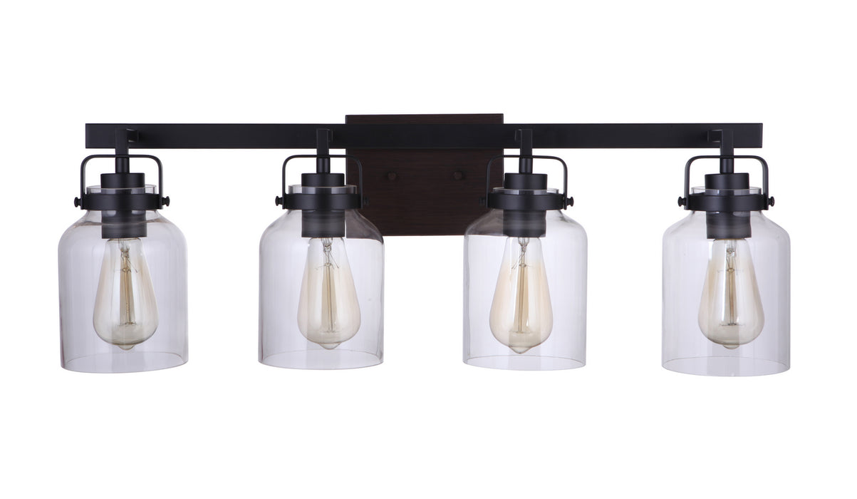 Craftmade 53604-FBDT Four Light Vanity, Flat Black / Dark Teak