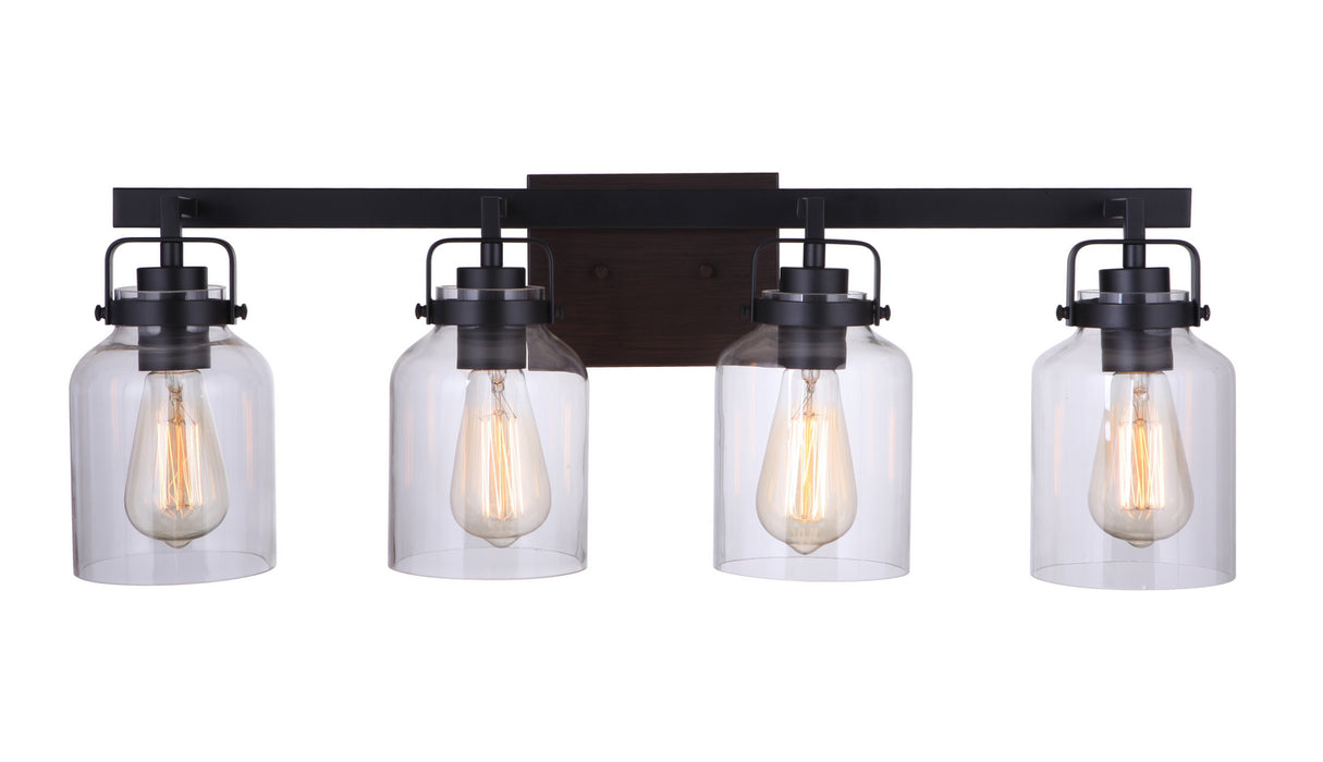 Craftmade 53604-FBDT Four Light Vanity, Flat Black / Dark Teak