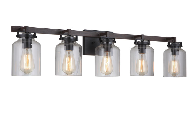 Craftmade 53605-FBDT Five Light Vanity, Flat Black / Dark Teak