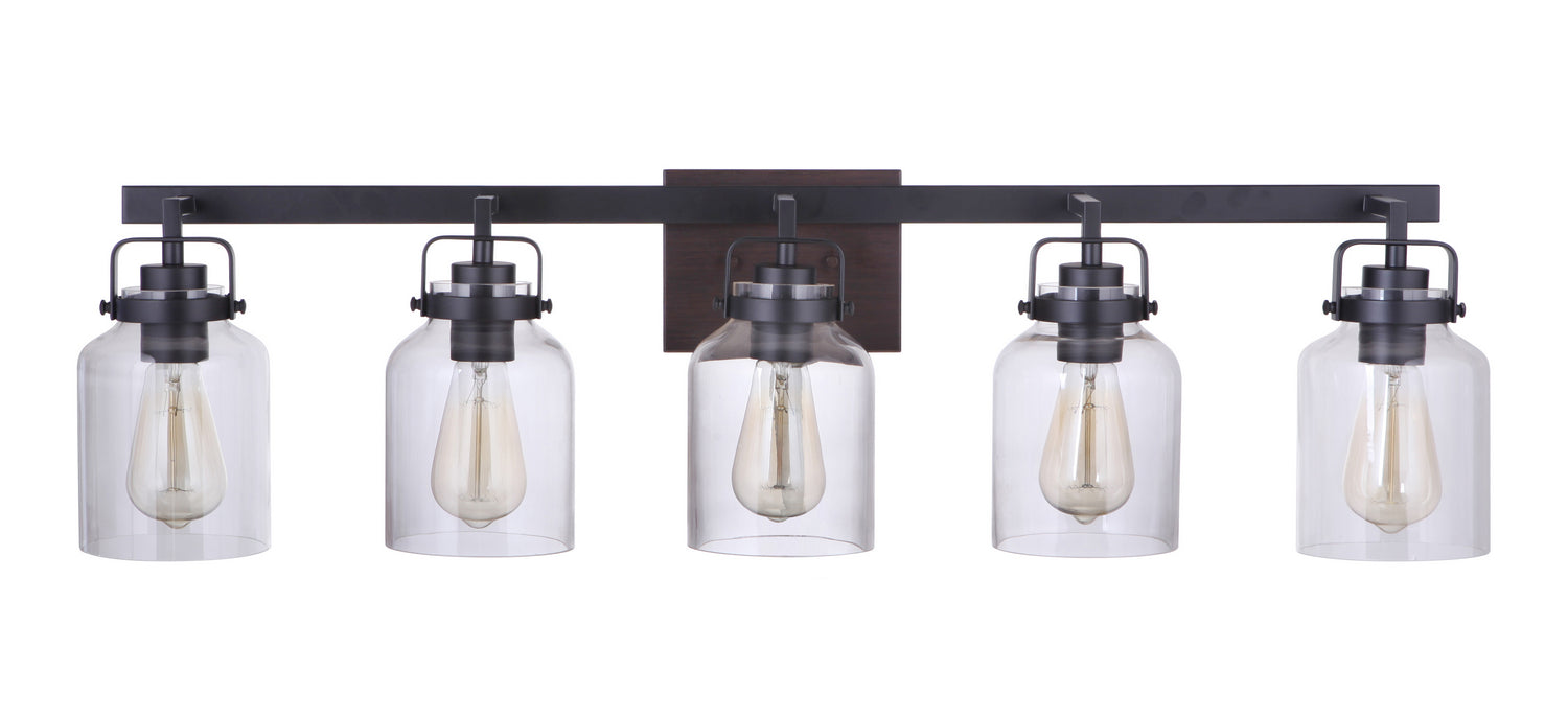 Craftmade 53605-FBDT Five Light Vanity, Flat Black / Dark Teak