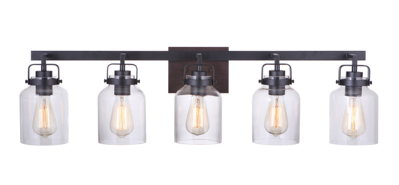 Craftmade 53605-FBDT Five Light Vanity, Flat Black / Dark Teak