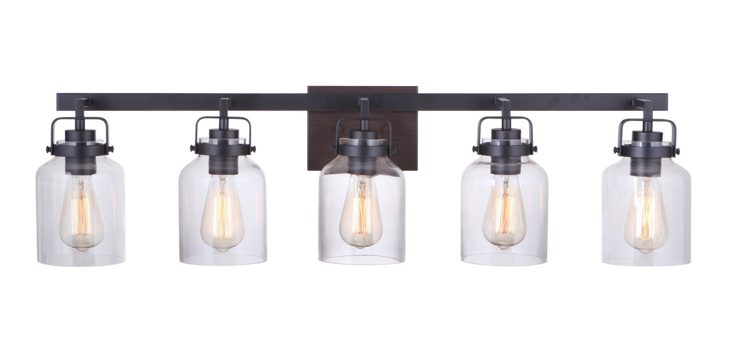 Craftmade 53605-FBDT Five Light Vanity, Flat Black / Dark Teak