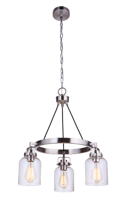Craftmade 53623-BNK Three Light Chandelier, Brushed Polished Nickel