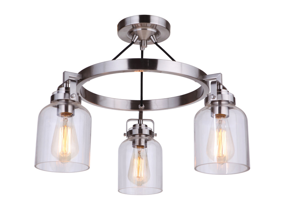 Craftmade 53653-BNK Three Light Convertible Semi Flush, Brushed Polished Nickel