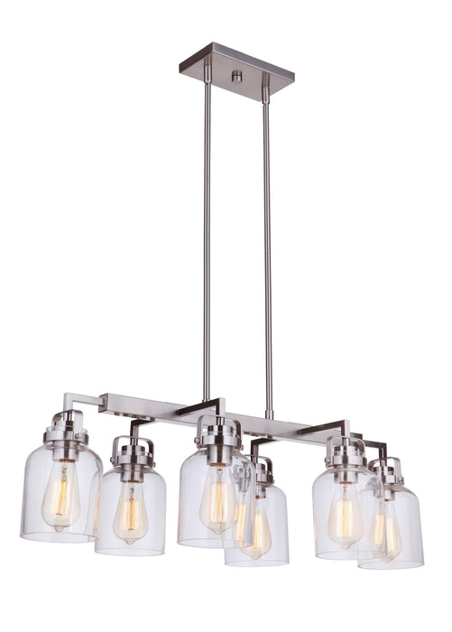 Craftmade 53676-BNK Six Light Island Pendant, Brushed Polished Nickel