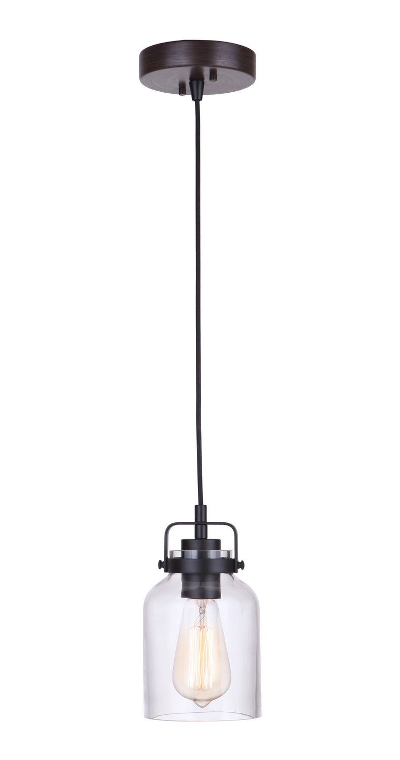 Craftmade 53691-FBDT One Light Mini Pendant, Flat Black / Dark Teak