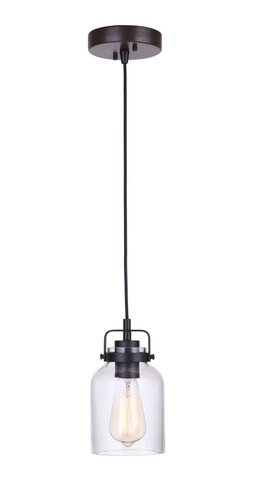 Craftmade 53691-FBDT One Light Mini Pendant, Flat Black / Dark Teak