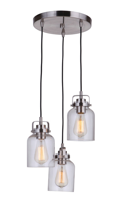 Craftmade 53692-BNK Three Light Pendant, Brushed Polished Nickel