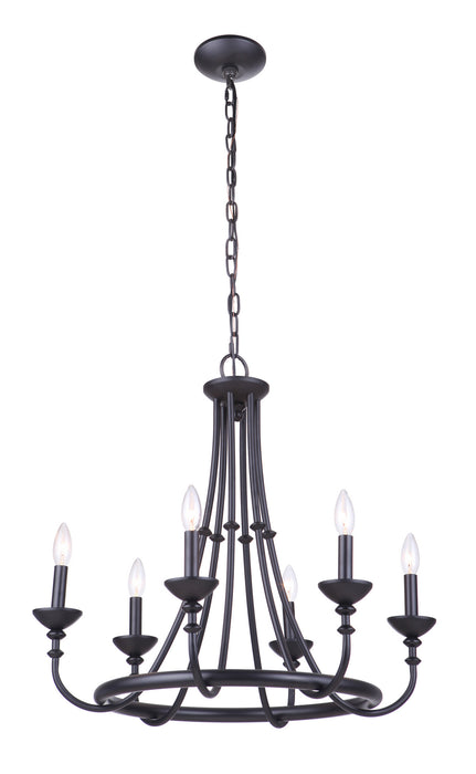 Craftmade 53726-FB Six Light Chandelier, Flat Black