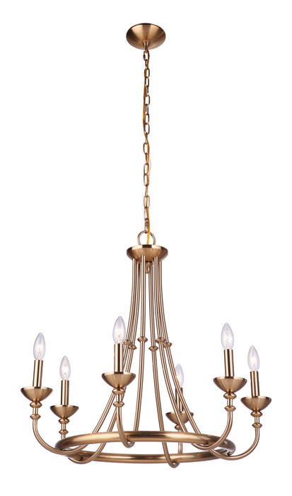 Craftmade 53726-SB Six Light Chandelier, Satin Brass