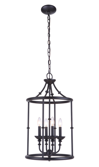 Craftmade 53734-FB Four Light Foyer Pendant, Flat Black