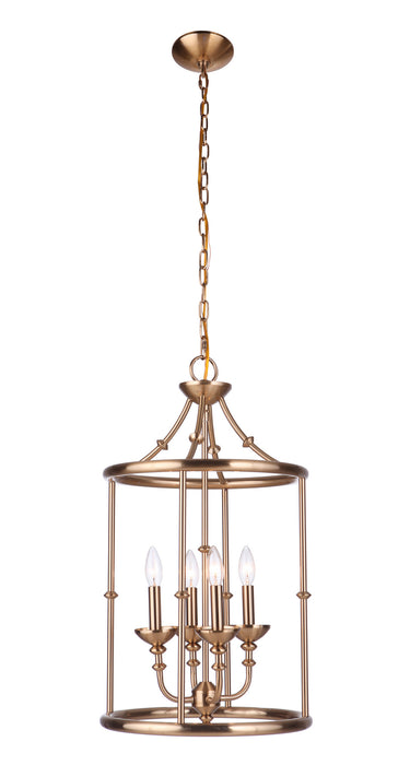 Craftmade 53734-SB Four Light Foyer Pendant, Satin Brass