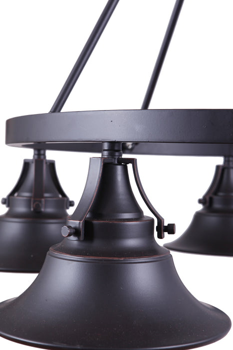 Craftmade 54025-OBG Five Light Outdoor Chandelier, Oiled Bronze Gilded