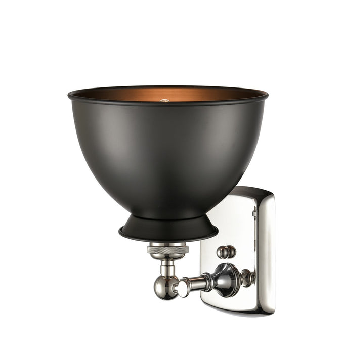 Innovations 516-1W-PN-M14-BK One Light Wall Sconce, Polished Nickel
