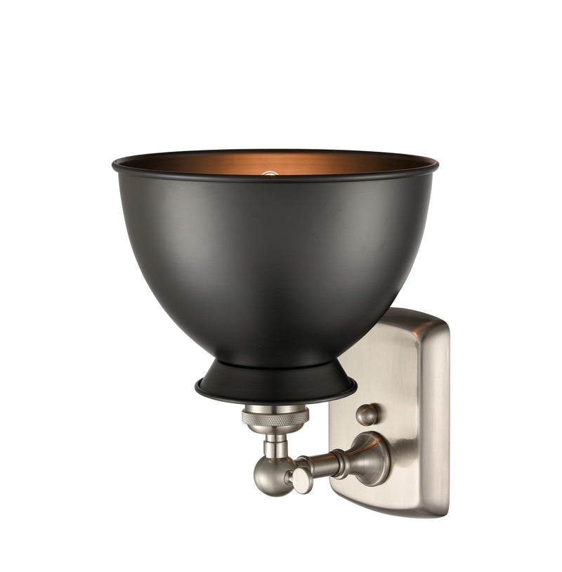 Innovations 516-1W-SN-M14-BK One Light Wall Sconce, Brushed Satin Nickel