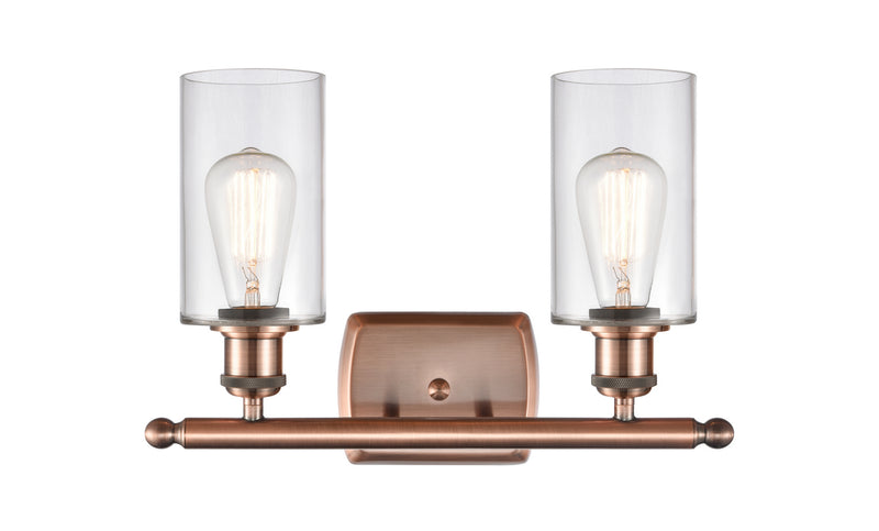 Innovations 516-2W-AC-G802 Two Light Bath Vanity, Antique Copper