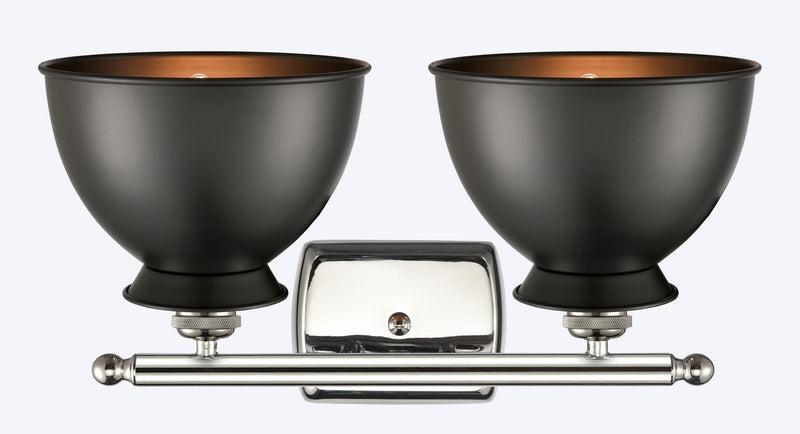 Innovations 516-2W-PN-M14-BK Two Light Bath Vanity, Polished Nickel